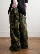 VETEMENTS - Wide-Leg Convertible Camouflage-Print Cotton-Twill Cargo Trousers - Green