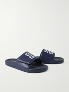 Givenchy - Logo-Print Debossed Faux Leather Slides - Blue