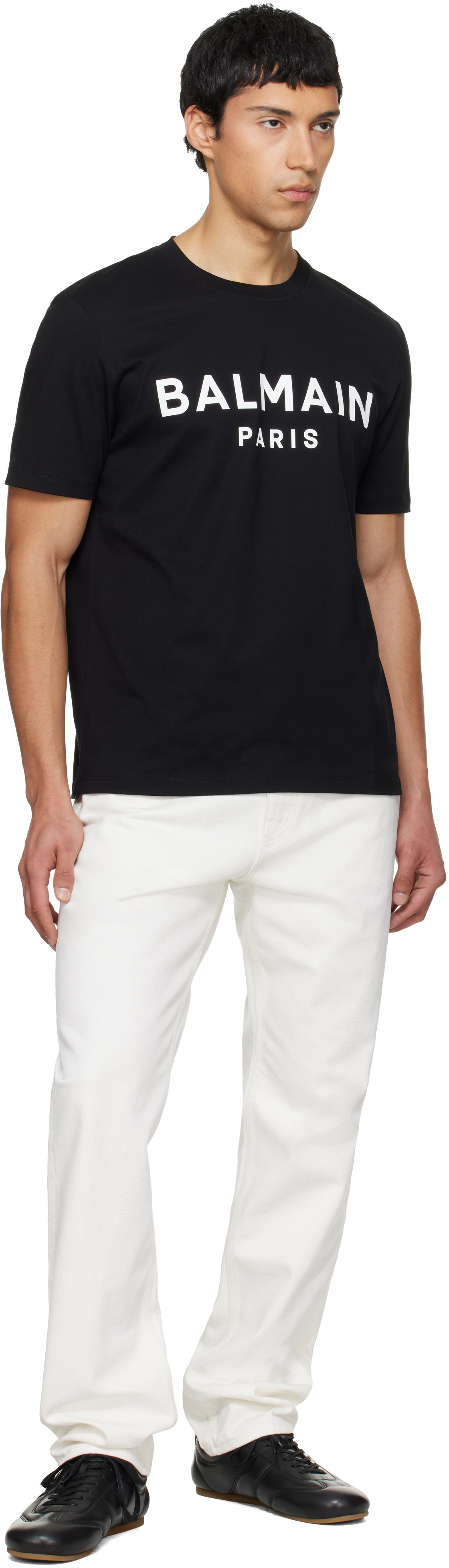 Balmain Black 'Balmain Paris' Print T-shirt