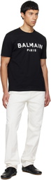 Balmain Black 'Balmain Paris' Print T-shirt