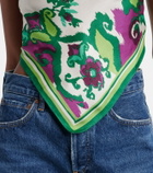 Poupette St Barth Guilia printed halterneck satin top