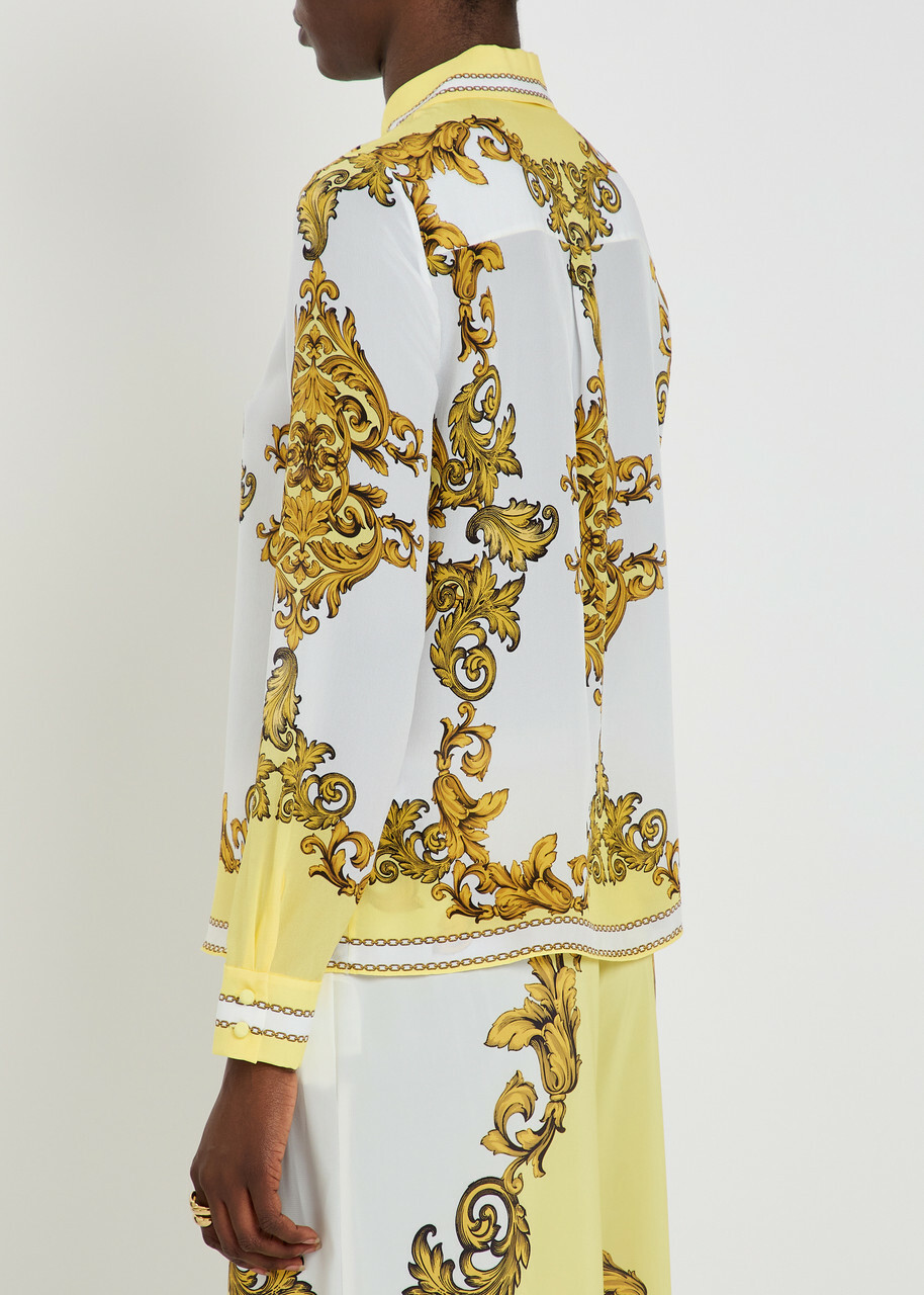 Alice + Olivia Willa Printed Silk-chiffon Shirt Yellow