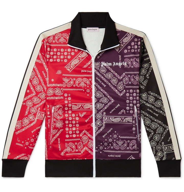 Photo: Palm Angels - Slim-Fit Webbing-Trimmed Printed Tech-Jersey Track Jacket - Multi