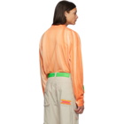 Heron Preston Orange and White Turtleneck Style Long Sleeve T-Shirt