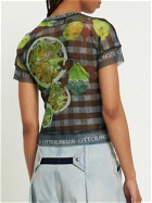 OTTOLINGER - Lime Printed Sheer Stretch Mesh Top