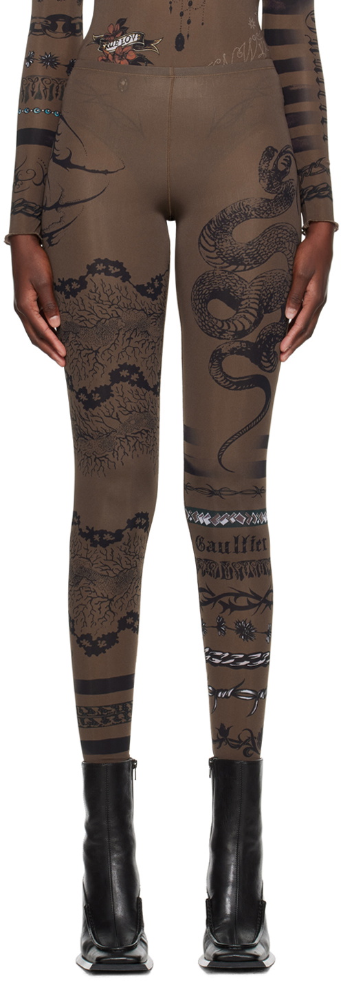 Cutout mesh leggings in black - Jean Paul Gaultier