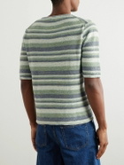 Inis Meáin - Strata Striped Knitted Linen T-Shirt - Green