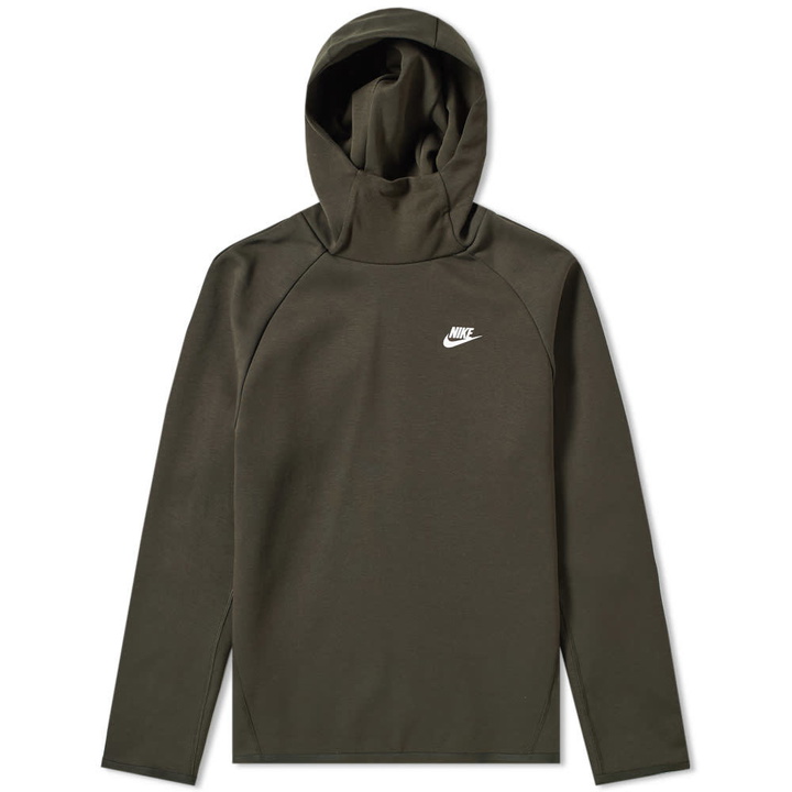 Photo: Nike Tech Fleece Popover Hoody Sequoia & White