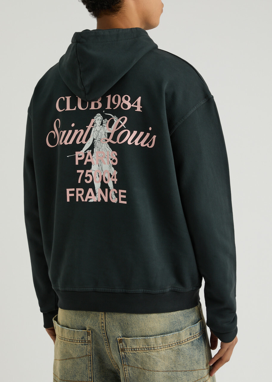 Club 1984 Patron 84 Printed Hooded Cotton Sweatshirt Black