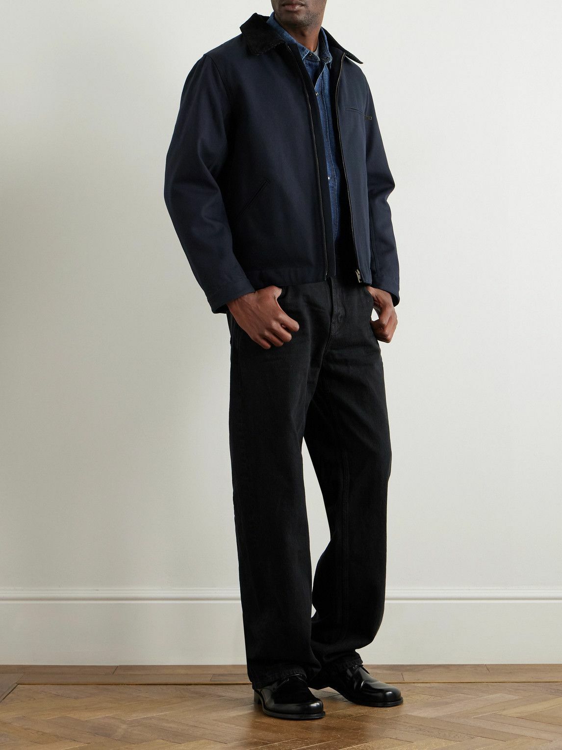 Nili Lotan - Caspian Corduroy-Trimmed Cotton-Canvas Jacket - Blue