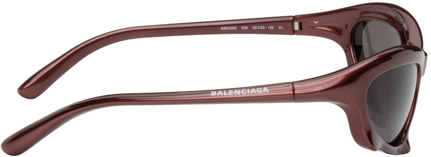 Balenciaga Burgundy Bat Rectangle Sunglasses Balenciaga