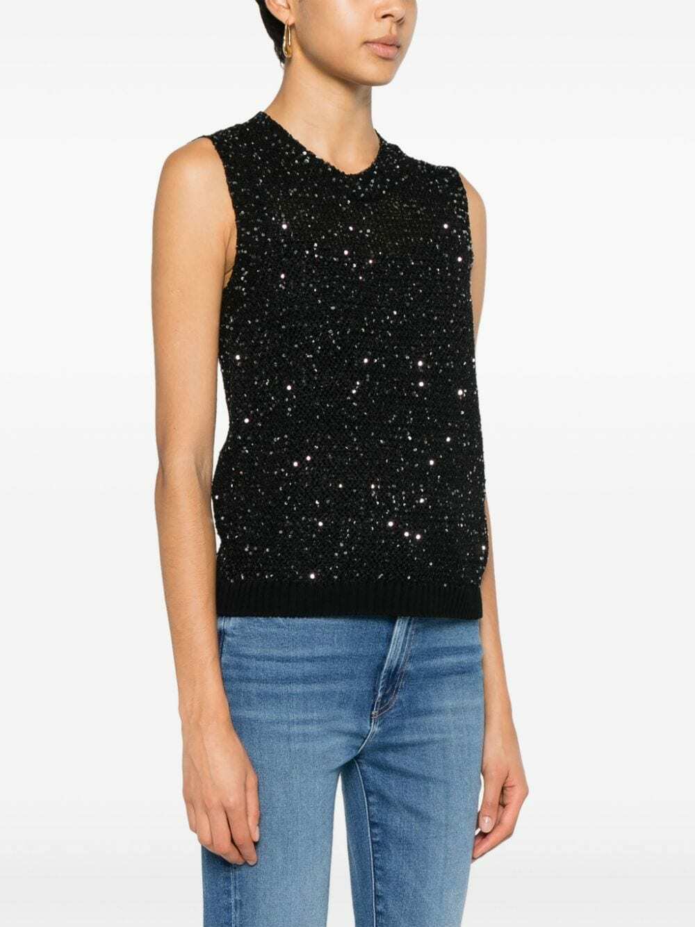 Fuschia Sequined V-Neck Vest with Gold Buttons