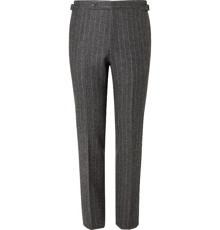 Photo: Husbands - Delon Slim-Fit Pinstriped Wool Suit Trousers - Gray