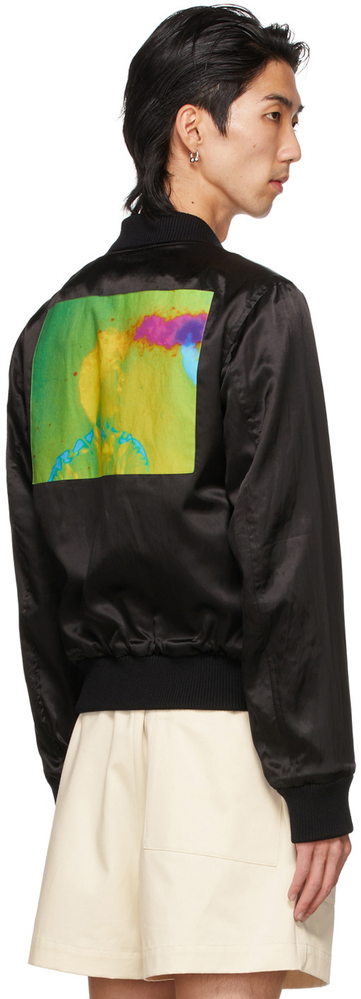 Dries Van Noten Reversible Black Len Lye Edition Satin Bomber