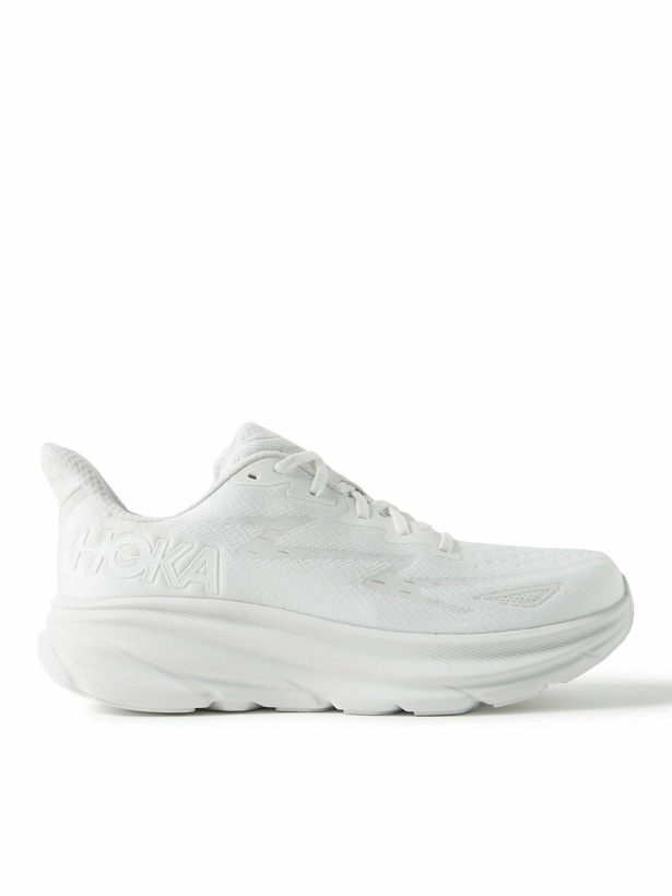 Photo: Hoka One One - Clifton 9 Rubber-Trimmed Mesh Running Sneakers - White