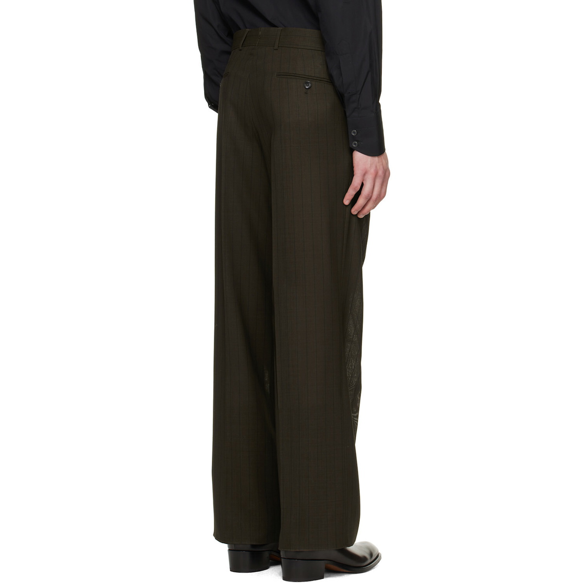 TOM FORD Brown Light Fresco Stripe Wide Leg Trousers