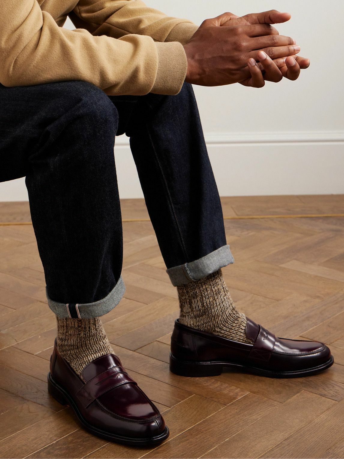 Burgundy on sale leather loafers