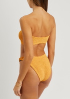 Hunza G - Gloria Seersucker Bandeau Bikini, Orange, One Size, Bandeau, Elasticated, Ring Embellishments, Machine Wash, Hunza G Bikini Gloria