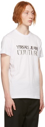 Versace Jeans Couture White & Silver Logo Print T-Shirt