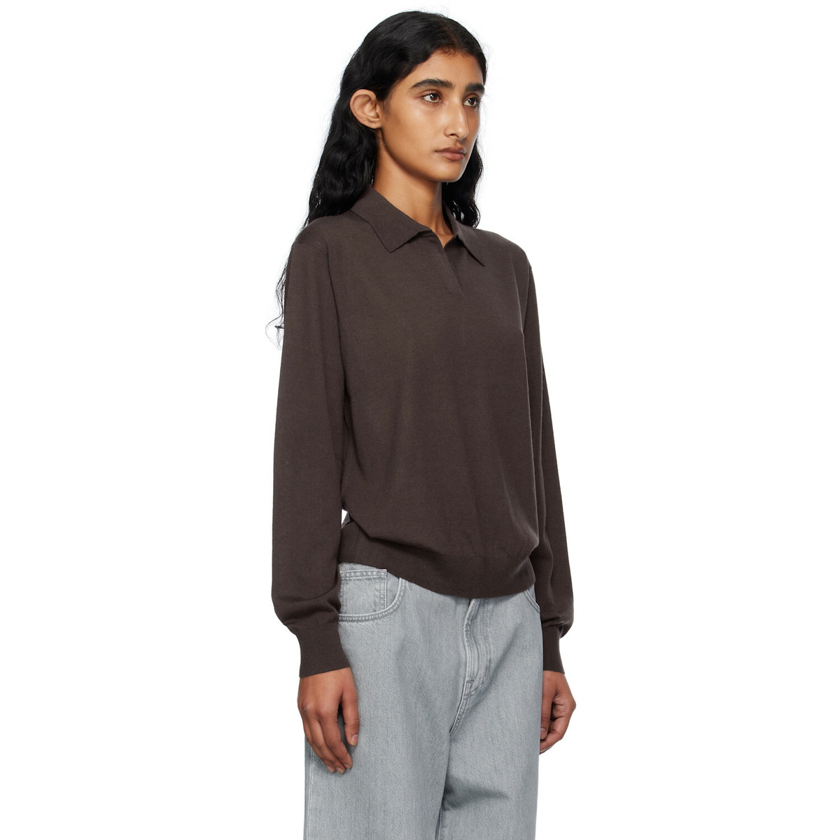 6397 Brown Long Sleeve Polo