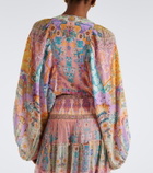 Camilla Embellished lace-up silk blouse