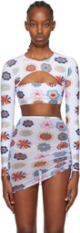 FENSI SSENSE Exclusive Multicolor Psychedelic Daisies Rashguard Bikini Top