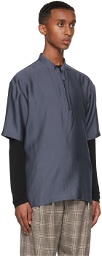 Giorgio Armani Navy Half-Zip Sport Short Sleeve Shirt