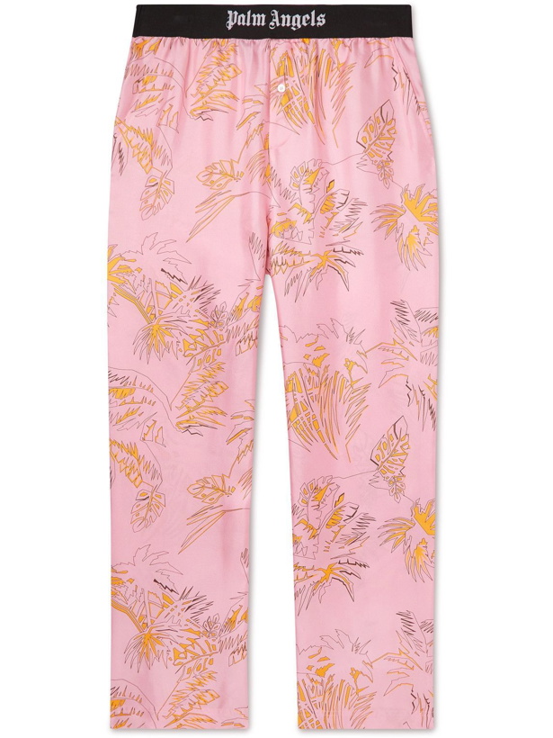 Photo: Palm Angels - Printed Silk-Satin Pyjama Trousers - Pink