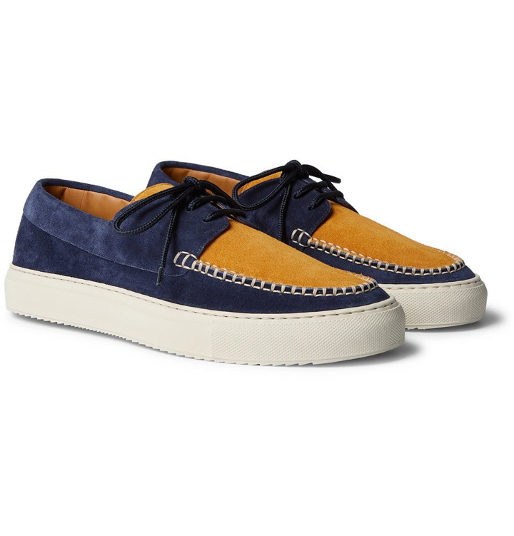Photo: Mr P. - Dennis Two-Tone Suede Boat Shoes - Multi