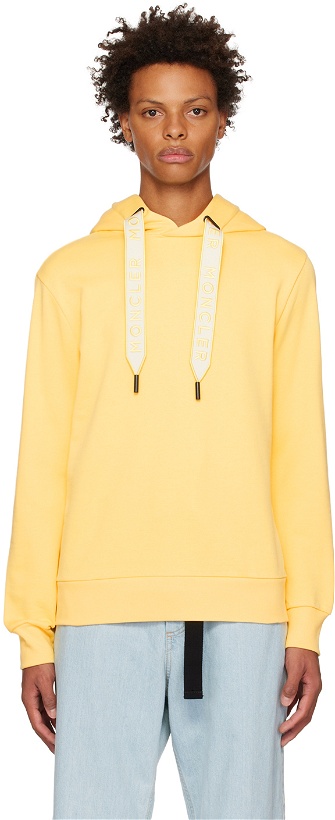 Photo: Moncler Yellow Embroidered Drawstring Hoodie