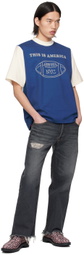 RICE NINE TEN Blue Switching T-Shirt