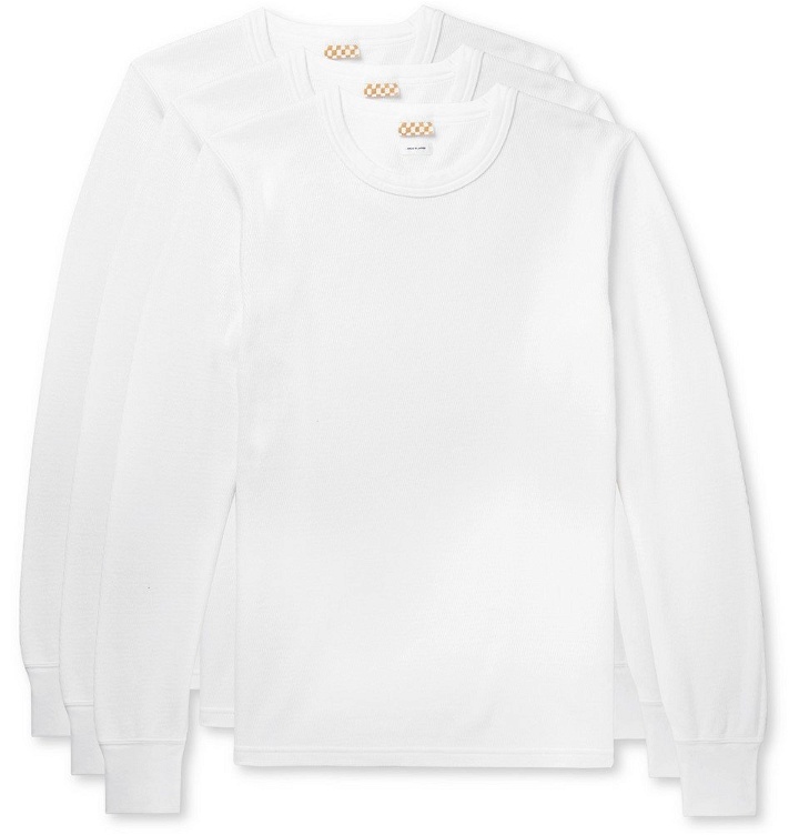 Photo: visvim - Three-Pack Waffle-Knit Cotton T-shirts - White
