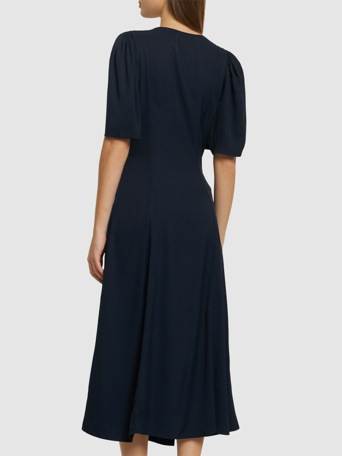 GANNI Viscose Blend Twill Midi Wrap Dress GANNI GANNI Viscose Blend Twill Midi Wrap Dress GANNI
