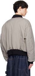 International Gallery BEAMS Gray Utility Pocket MA-1 Bomber Jacket