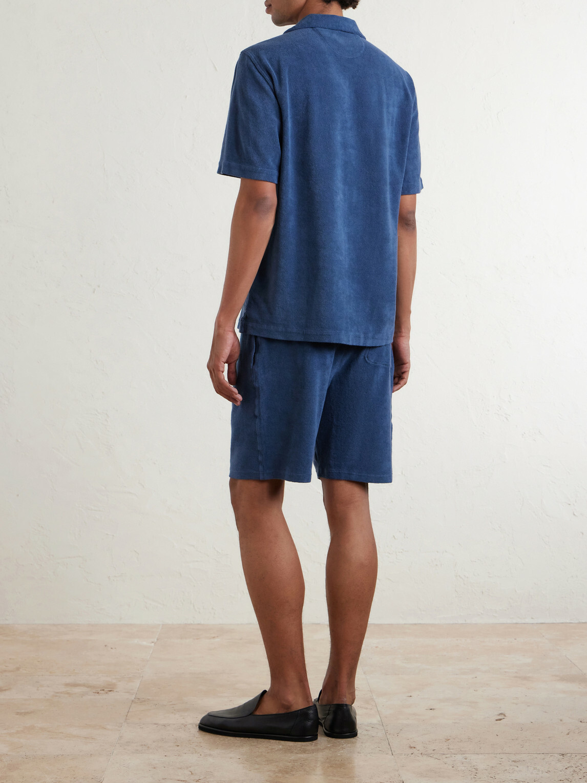 FEDELI - Camp-Collar Cotton-Terry Shirt - Blue Fedeli