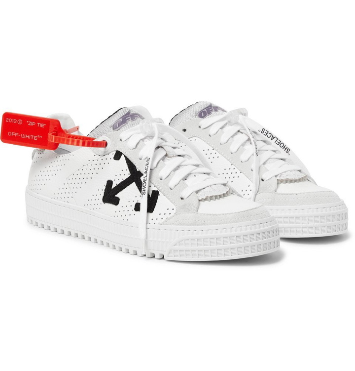 Photo: Off-White - 3.0 Polo Suede-Trimmed Leather Sneakers - Men - White