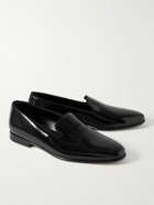 Manolo Blahnik - Mario Grosgrain-Trimmed Patent-Leather Loafers - Black