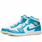 Air Jordan Men's 1 Mid Sneakers in Aquatone/Celestial Gold