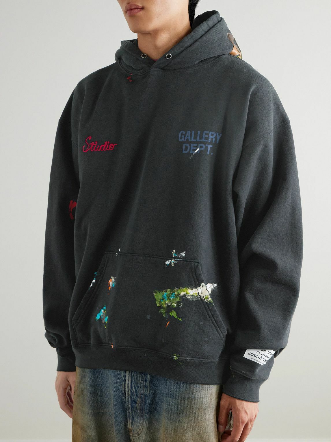 Gallery Dept. - Paint-Splattered Embellished Cotton-Jersey Hoodie