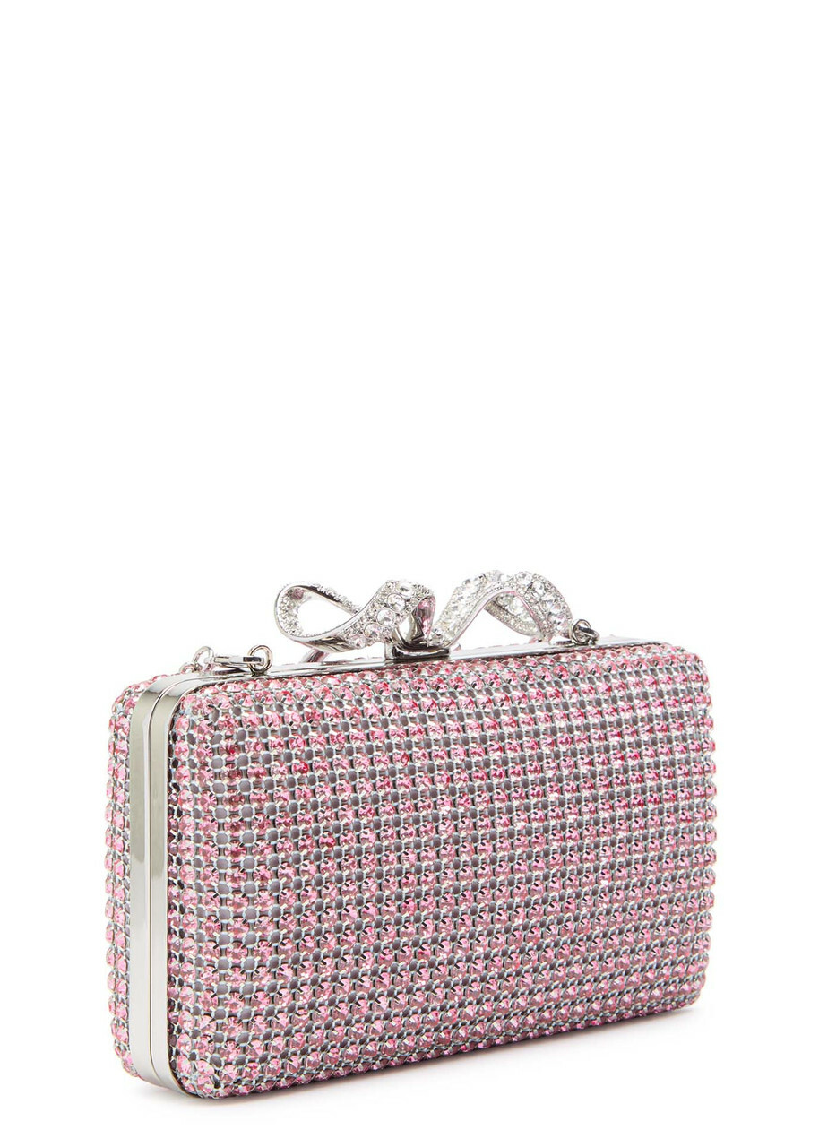 Self-portrait Crystal-embellished Satin box Clutch - Pink - One Size