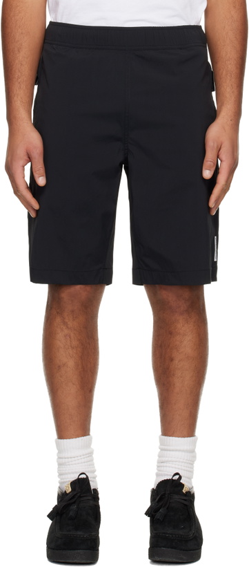 Photo: AAPE by A Bathing Ape Black 'AAPENOW' Moonface Logo Shorts