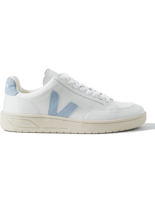 Photo: Veja - V-12 Suede-Trimmed Leather Sneakers - White