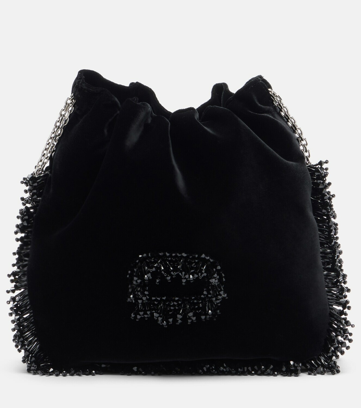 Roger Vivier Pilgrim Mini beaded velvet bucket bag