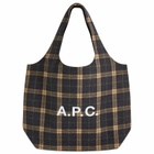 A.P.C. Men's Ninon Plaid Wool Tote in Heather Grey 