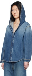 ALAÏA Blue Hooded Denim Jacket
