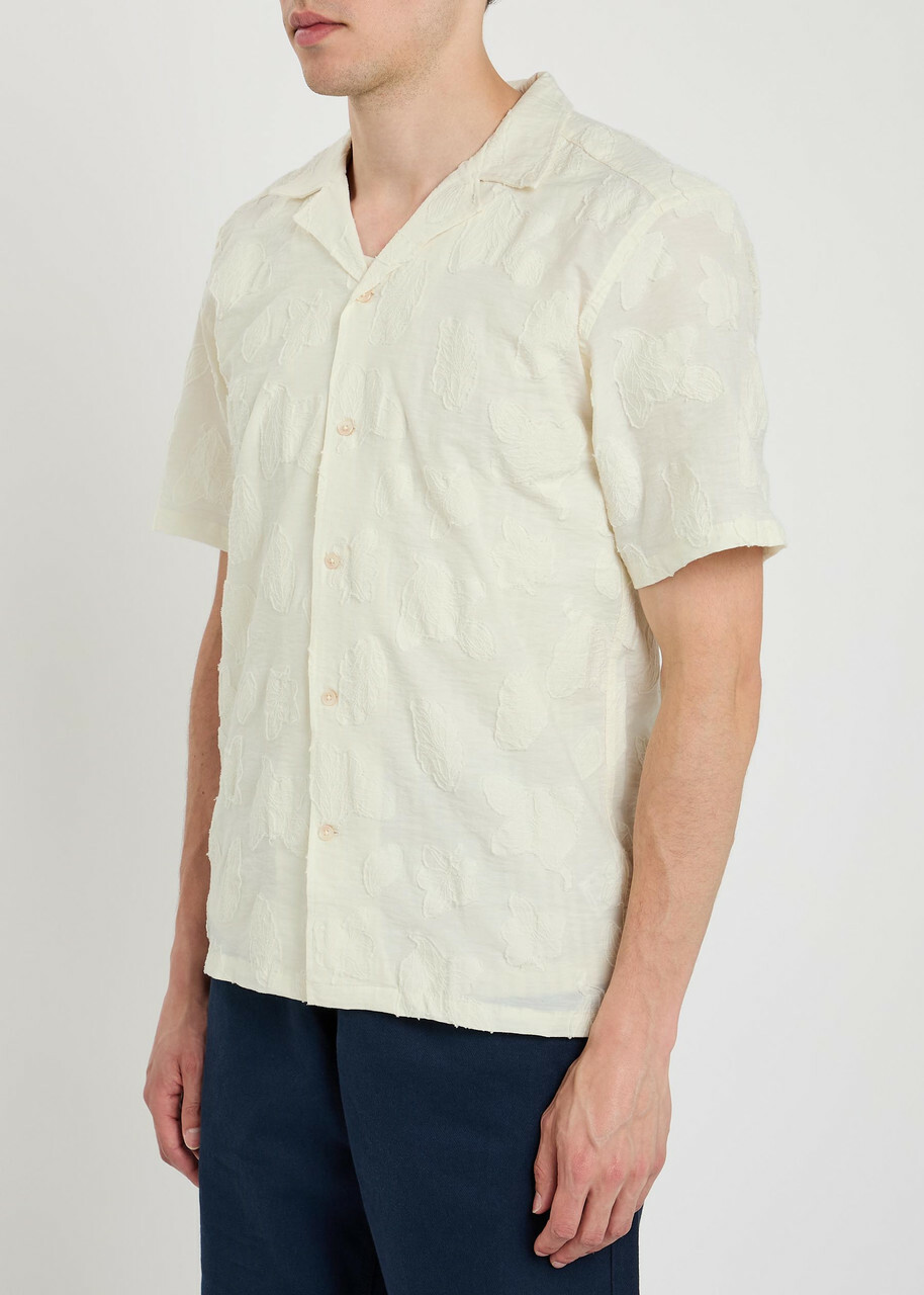 Forét Floral Jacquard Cotton-blend Shirt Beige