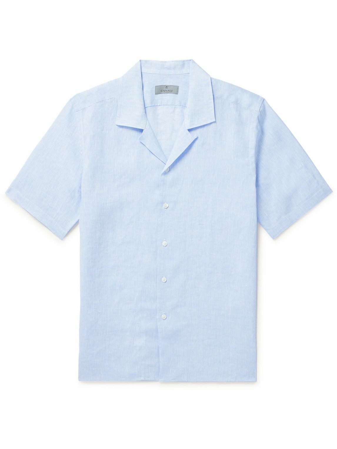 Canali - Camp-Collar Linen Shirt - Blue Canali