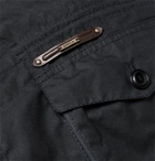 Barbour Gold Standard - Supa-Asby Leather-Trimmed Waxed-Cotton Jacket - Blue