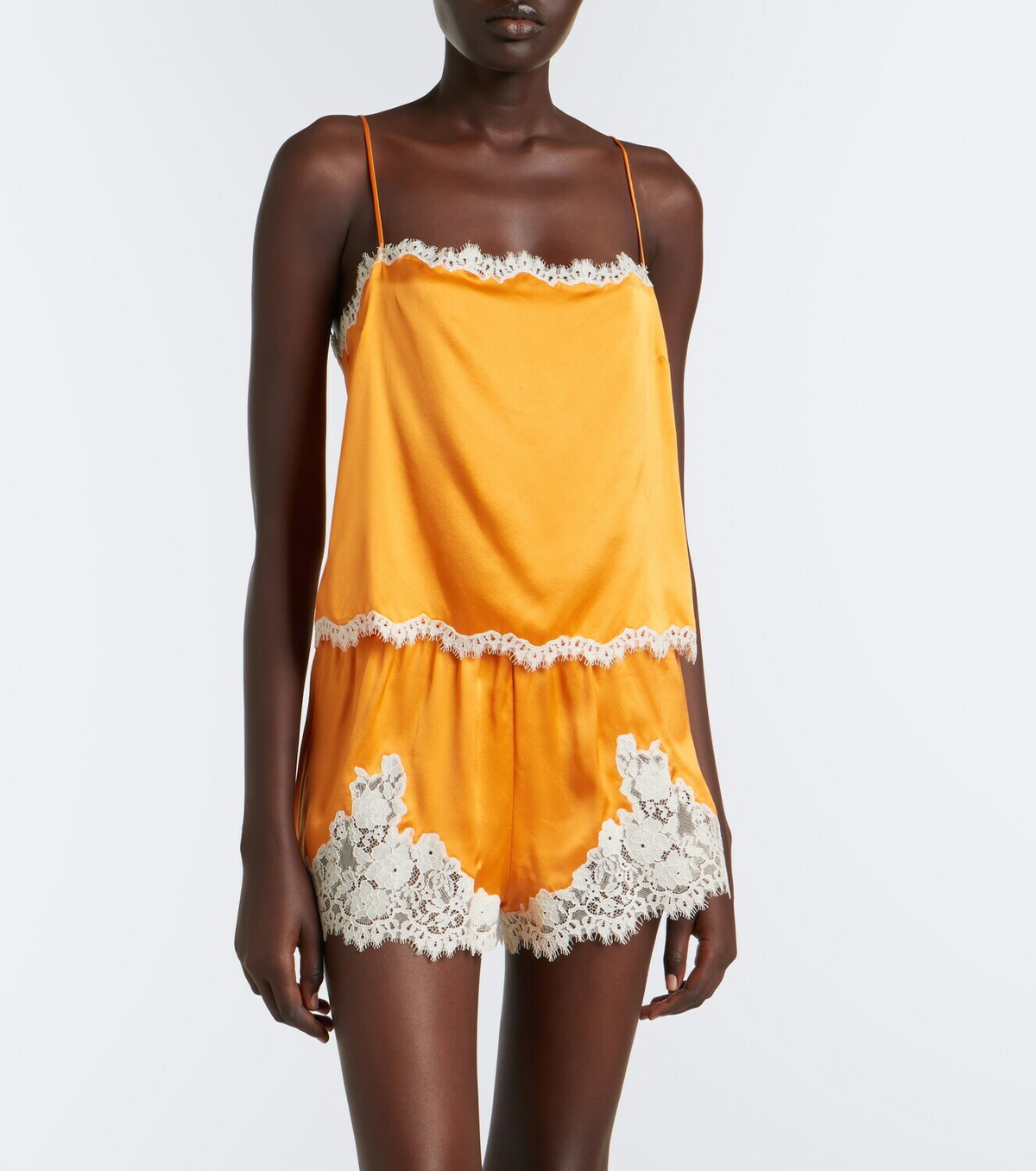 Dôen Loure lace-trimmed silk satin camisole