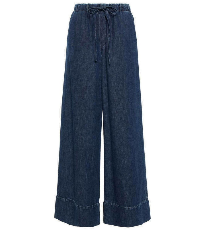 Photo: Valentino High-rise chambray wide-leg jeans